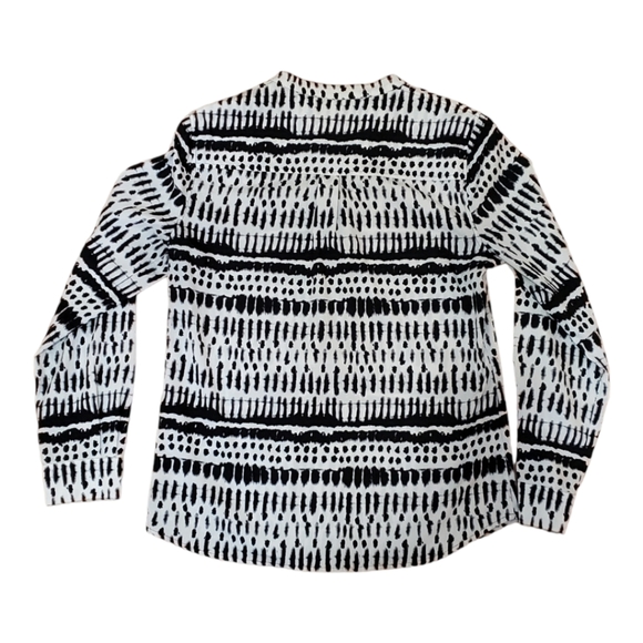 Ivanka Trump Womens Button Down Top Shirt Small Roll Tab Sleeves Black White - Picture 2 of 5